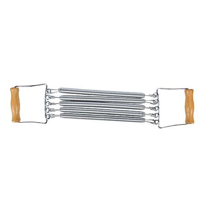 Keenso Chest Expander,Wooden Handle 5 Removable Spring Chest Expander for Men Home Gym Workout