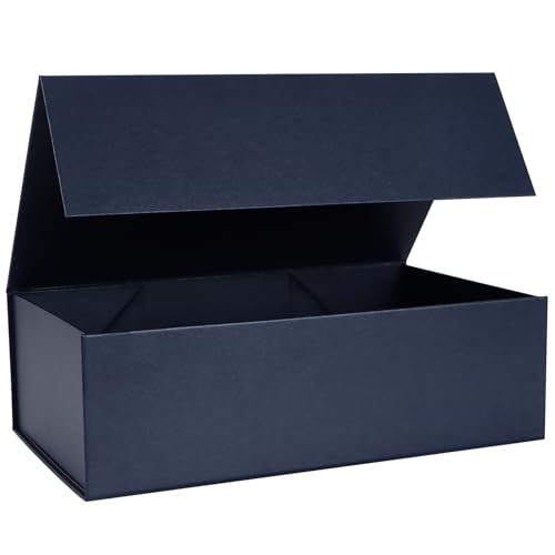 LFBOX Navy Blue Gift Box with Magnetic Lids 13.8x8.3x4.4 in Bridesmaid Groomsman Proposal Box Large Rectangle Storage Box 1 Pack