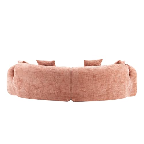 Image of 109-Inch Curved Boneless Modular Sofa Compressed 4-Seat Cloud Couch with 4 Pillows, Modern Curved Boneless Foam Sofa Floor Deep Seat Cloud Couch for Living Room Bedroom