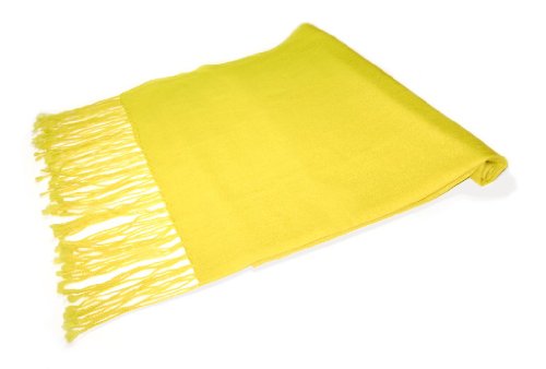 100% Wool Pashmina Solid Scarf YELLOW Color Womens Shawl Wrap Scarves