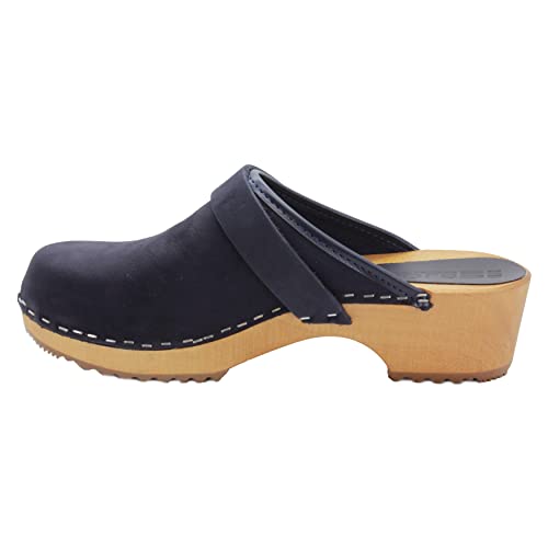 Image of Bjork Maja Wood Open Back Leather Clogs