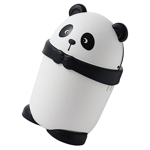 Basurero Pequeño de Plástico con Tapa y Diseño de Panda