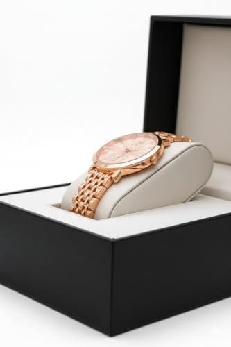 Image of STYLEDOSE Women's Luxury Black Analog Watch - Rose Gold Roman Numerals with Stylish Metal Chain Strap Wrist Watches for Women's & Girls&Miss&Ladies