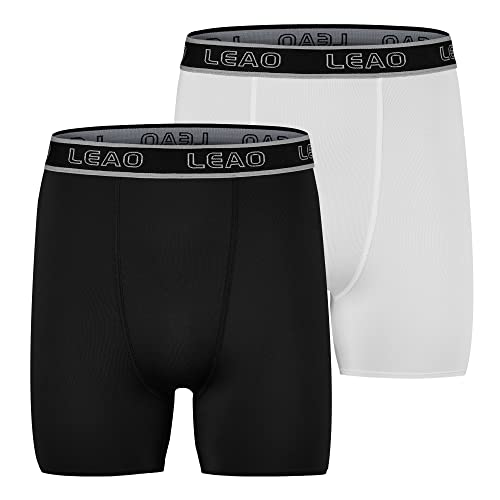 LEAO Youth Boys Compression Shorts 2-pack Performance Athletic Underwear Sports Boxer Briefs2