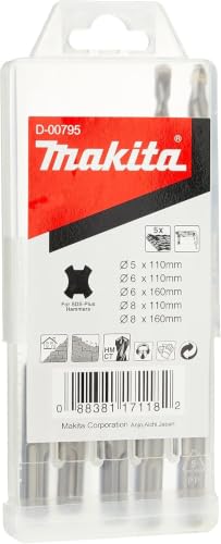Makita D-00795 Set Punte SDS-Plus Doppio taglio Carburo Tungsteno 5 Pezzi