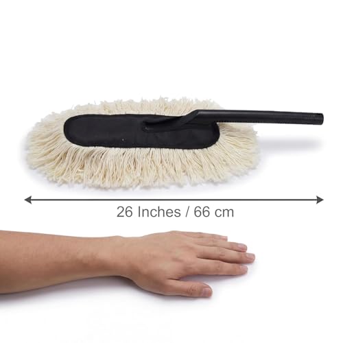 Image of Microfiber Car Duster Brush -Scratch-Free Vehicle Cleaning Tool with Wax-Treated Cotton Strands, Reusable&Eco-Friendly Duster for Cars, Bikes,SUVs &Trucks-Removes Dust Instantly