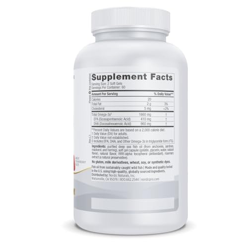 Nordic Naturals ProDHA 1000 | 1660 mg Omega 3 DHA Supplement | High-Intensity DHA for Neurological Health, Mood & Memory | Fish Oil Omega 3 EPA DHA Strawberry Flavor 120 SoftGels