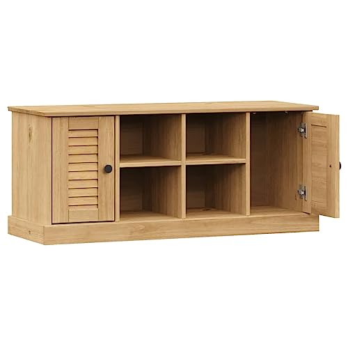 Banc à chaussures en bois massif de pin 106 cm avec armoire 4 compartiments