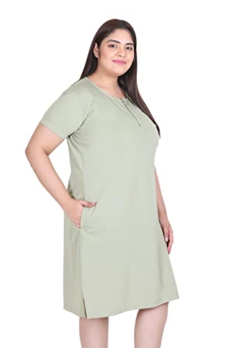 Image of In Love Women Cotton Buttoned Plus Size Short Slip Nighty Chemise