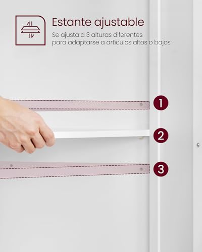 VASAGLE Esquinero, Armario Puertas y Estante Ajustable, para Baño, Cocina, Salón, Diseño Rústico Moderno, Blanco Nube BBC844P31, 60 × 33.6 × 80 cm - imagen 4