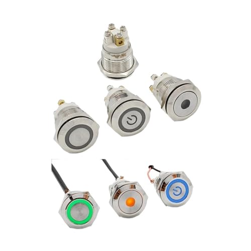 Bouton poussoir metal 22mm 12V jaune interrupteur lumineux etanche