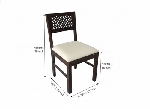 Image of RECTART Solid Wood Dining Table Set with Chairs for Living Room Home | Wooden Dining Room Sets Furniture for Hotels and Restaurants | (CNC-White-W, 4 Seater)