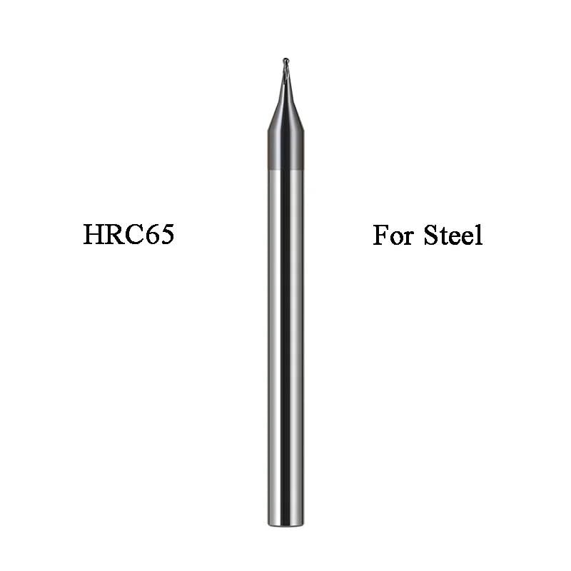 1pc Micro fraise Mini boule nez 2F CNC usinage acier cuivre aluminium dur R0.1-R0.45mm(R0.20x0.8x4x50,HRC65 For Steel)