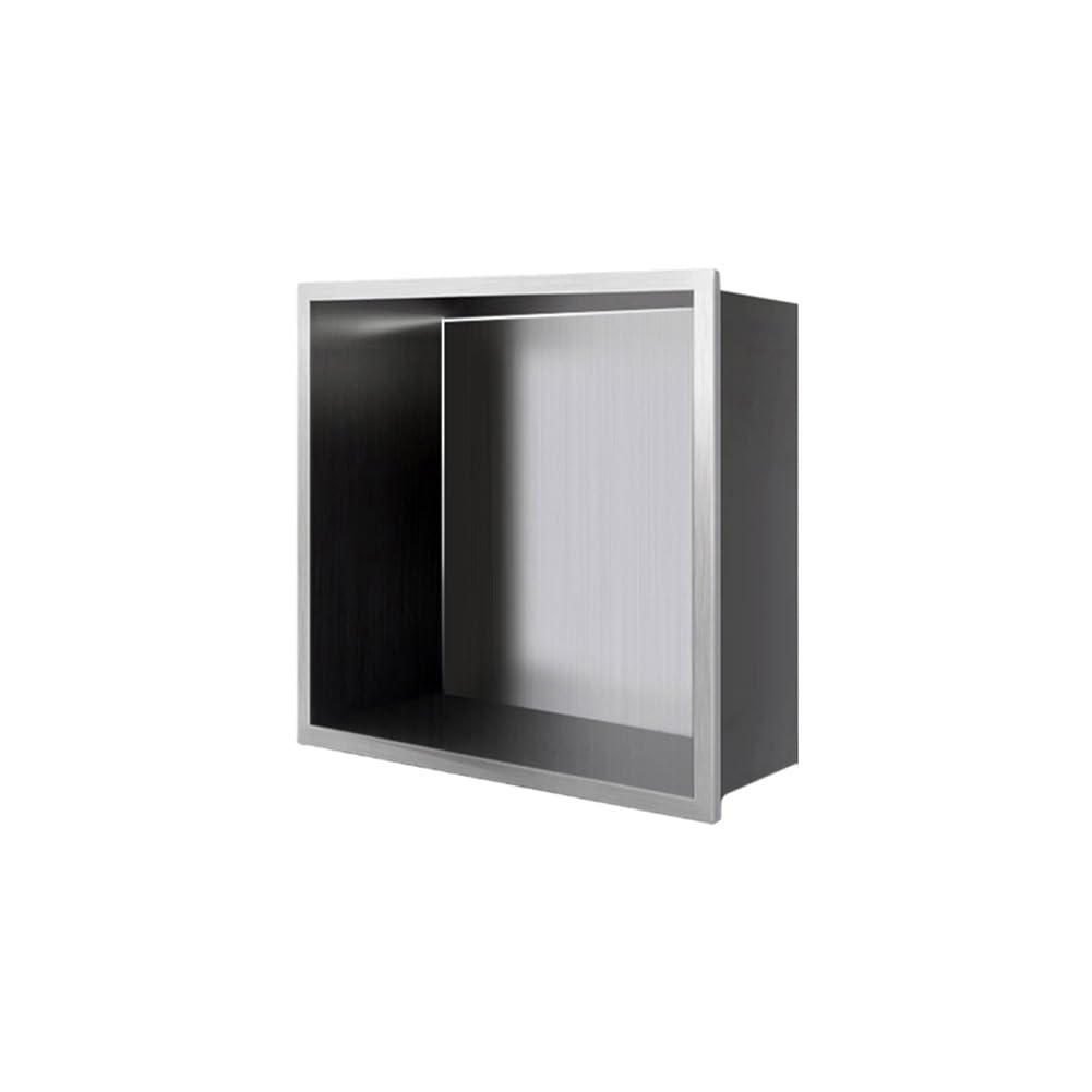 QUSYZD Shower Niche, Wall-Inserted Stainless Steel Shower Caddy No Tile Needed, Waterproof Recessed Storage Organizer Shelf for Bathroom,Grey-32x32x12.5cm