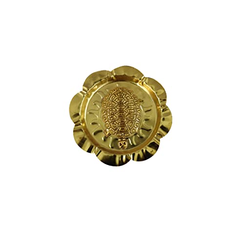 BRACOP Latón Puja Thali Set Feng Shui Latón Tortuga Tortuga Decoración Adornos Decorativo Tortuga Hindú Aarti Plato Indio Pooja Mandir Decoración Templo Hindú Buena Suerte Éxito Regalos Hindúes