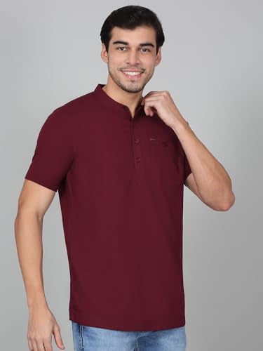 Image of Cantabil Men's Solid Mandarin Collar Half Sleeves Casual Shirt Kurta (P MSKU00002)
