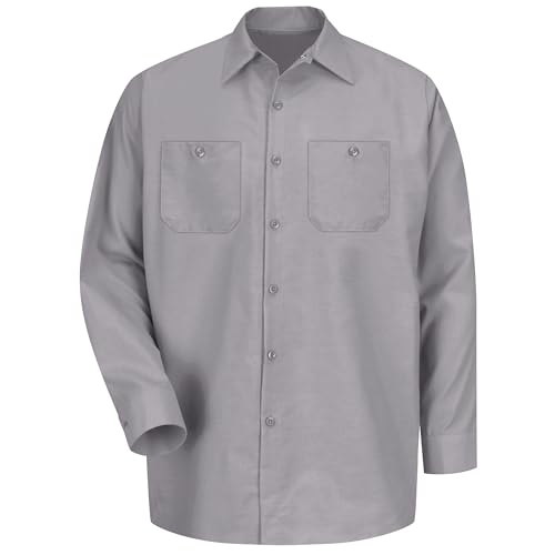 Image of Red Kap Men's Long Sleeve Industrial Work Shirt | Moisture Wicking Button Up, Wrinkle Resistance Fights Fading & Stains