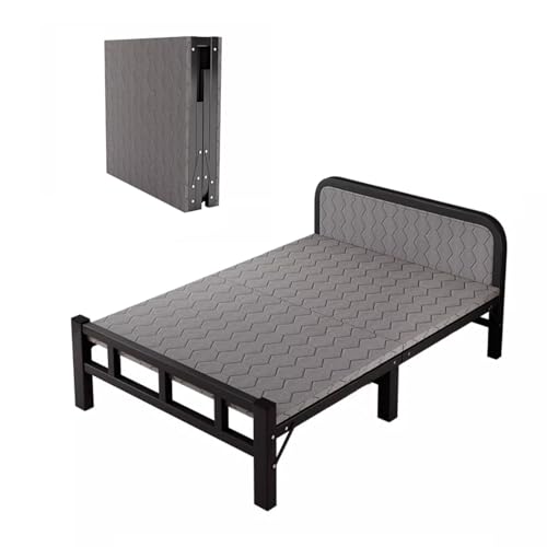 Cama plegable portátil para adultos con marco de acero grueso y colchón, diseño que ahorra espacio