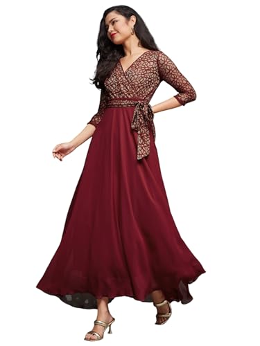 Image of Miss Chase Women's Round Neck Cap Sleeves Lace Knee -Long Skater Dress