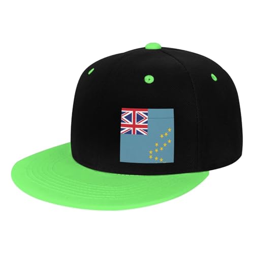 Drapeau de Tuvalu Blanc Snapback Chapeau pour Hommes Femmes Style Hip Hop Coloré Plat Bill Chapeaux Adolescents Casquette de baseball Réglable, Vert, Taille unique