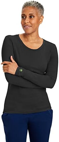 Healing Hands Under Scrubs for Women Long Sleeve Knits Women’s Medical Scrub Tee 5047 Melissa Underscrubs Black XS