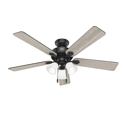 Image of Hunter Swanson, Indoor, Ceiling Fan, with LED Lights, 52 inch, Matte Black