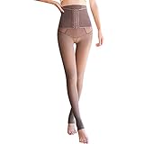 Vjufhgio Damen Winter Thermo Fleece Hohe Taille Warme Strümpfe Perfekte Beine Schlankheits Gefälschte durchscheinende Hose Für den Winter gefüttert Leggins Lack