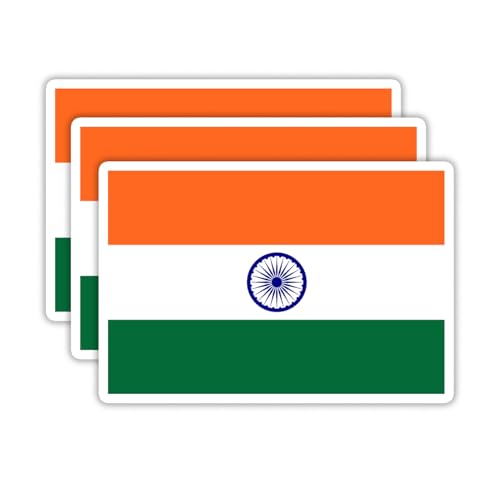 Image of (3PCS) India Flag stickers, Countries Flag Stickers - Waterproof Vinyl Decals For Laptops, Tumblers, Water Bottles, Books, Scrapbooks, Size 3 x 2 Inch