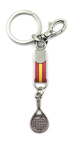 franartPiel - Llavero bandera de España con pala de padel y mosquetón de seguridad - Alta Calidad