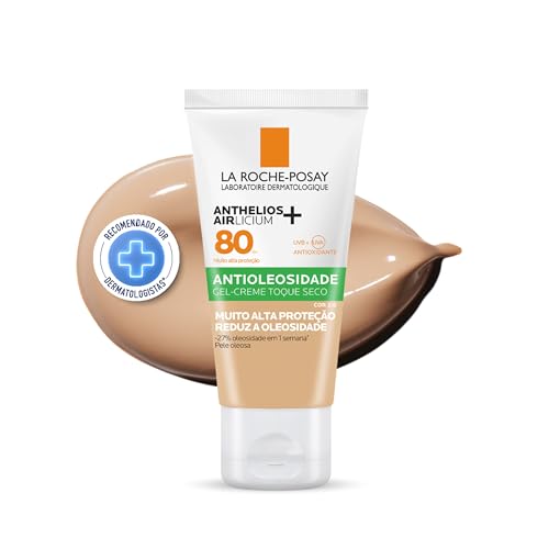 La Roche Posay Anthelios Airlicium+ Protetor Solar Facial Antioleosidade com Cor FPS80, Controle da Oleosidade por 12h, Reduz Oleosidade e Toque Seco, Cor 2.0, 40g