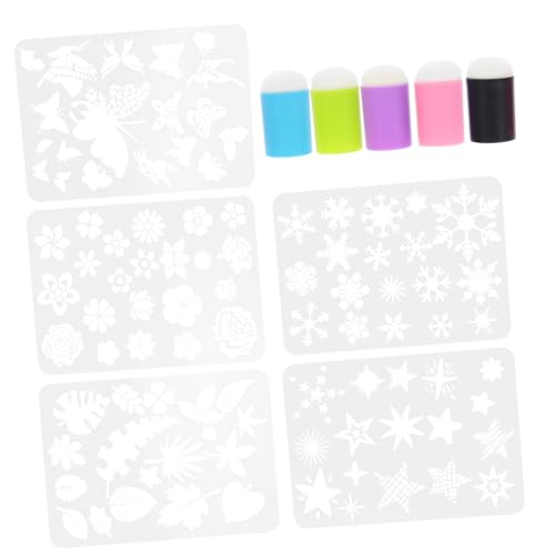 FONDOTIN Herramientas DIY para Manualidades con Esponjas de Sello Almohadillas de Tinta Colores y Reglas para Dibujo para Pintura Decoración de Tarjetas y Artes Infantiles