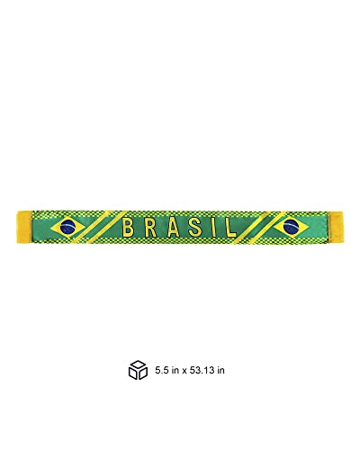 Soccer Scarf - National Team Flag Pattern Soccer Fan Scarf | Satin Football Playoff Scarves |Bright Color and High Definition (Brazil)