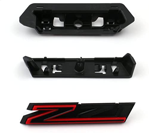 Image of 1 OEM Grille Z71 Front Emblem 3D Badge Compatible with 2019-2025 Silverado Tahoe Suburban RST 1500 HD 2500 HD 3500HD 84384428 (Black Red)