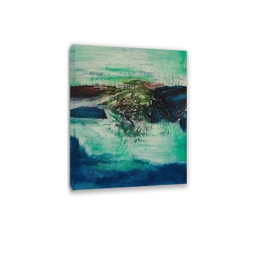 Tableau Zao Wou Ki Sans titre12 - Toile abstraite encadrée 30x40cm pour décoration murale