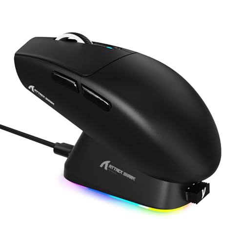 Image of ATTACK SHARK G3 PRO Tri-Mode Wireless Gaming Mouse with RGB Charging Dock | Lightweight 59g Adjustable 25000 DPI PAW3311 Sensor 5 Programmable Buttons 500mAh 2.4Ghz /BT /USB-C Wired Mice for PC /Mac-Black