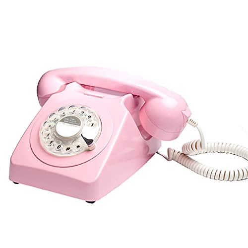 Yinghesheng Teléfono de marcación giratoria Antiguo, teléfono Fijo de Estilo Vintage de los años 50, decoración de teléfono Antiguo para el hogar, la Oficina y la galería de Arte,Rosado Cover