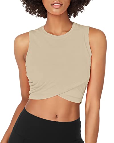 Image of Yoga Crop Tops Dance Tops Fitted Workout Crop Tops Yoga Tank Tops Athletic Sports Shirts for Women