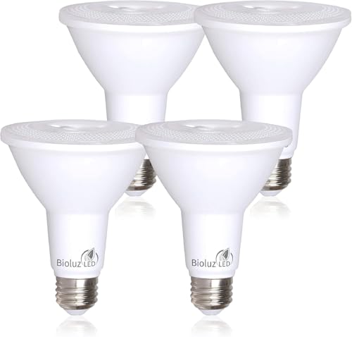 Bioluz Led 4 Pack Par30 Led Bulbs Flood Light Indoor/Outdoor High Cri 75W Equivalent Using 11W Dimmable 3000K Soft White 850 Lumen Ul Listed Fcc Roas Compliant High Efficacy Lighting