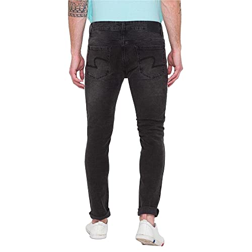 Image of Spykar Mens Cotton Carbon Black Solid Jeans