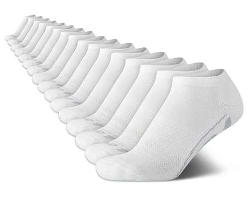 AND1 Boys Low Cut Socks - 16 Pack Cushioned Moisture Wicking Athletic No Show Socks for Boys for Sports and Running Size Small-Medium White