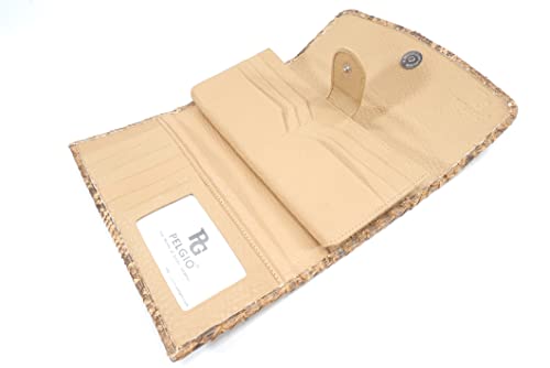 Genuine Python Snake Skin Leather Women's Trifold Clutch Wallet (Burmese Beige)4