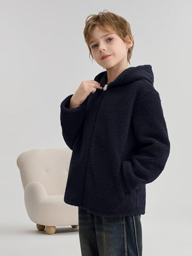 Boys and Toddlers' Polar Fleece Full-Zip Hooded Jacket with Pockets Warm Winter Fall Fleece Lined Outerwear for Kids4