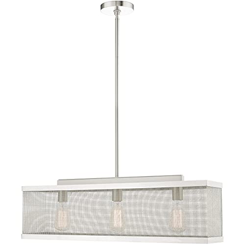 Image of Livex Lighting 46213-91 3 Light Brushed Nickel Chandelier, 6.5 x 30 x 47.75
