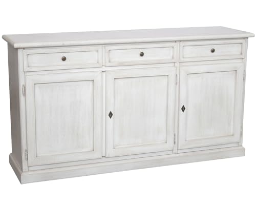 Vicentini arreda CREDENZA MADIA IN LEGNO NOCE ARTE POVERA, CILIEGIO, BIANCO, ANTICATO (bianco anticato)