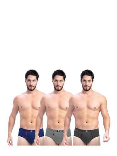Image of Milton Mens Pure Cotton Solid Briefs with Inner Elastic|Premium Soft Breathable Underwear for Men|Comfort-Fit Waistband for All-Day Wear|Multi-Color, Color Name May Vary as per Availability|Pack of 3