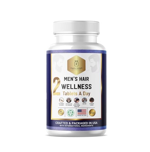 Organic Strength Men's Hair Wellness 2 Tablets A Day Halal Vitamins 30 Servings