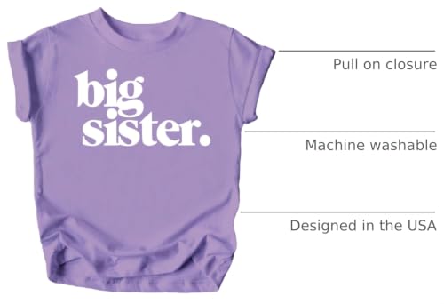 Image of Bold Big Sister Colorful Sibling Reveal Announcement T-Shirt for Baby and Toddler Girls Sibling Outfits