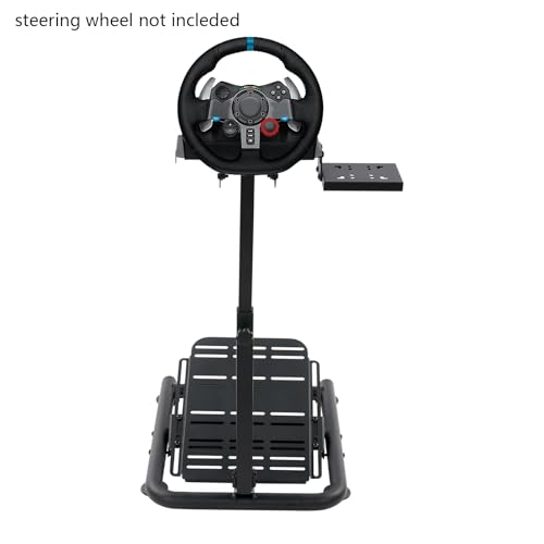 JenyunTech Racing Steering Wheel Stand, Adjustable Folding Simulator Cockpit for Logitech G29/G923, Fanatec, Thrustmaster, MOZA, Simagic Wheels &amp; Pedals (Black)