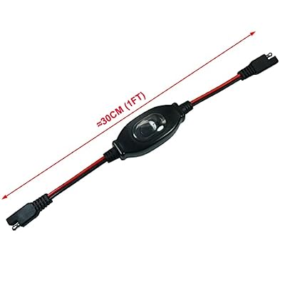 FILSHU SAE Extension Cable 16 AWG Wire Harness 12V-24V DC with ON/OFF Switch Quick Connect/Disconnect Snap Action Cable for Motorcycle,Cars,Camp Trailer Solar Panels(30cm/1ft)
