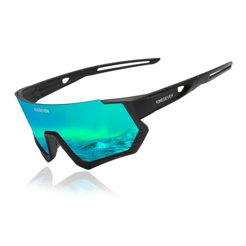 KINGSEVEN Polarized Cycling Sunglasses Men Women Mtb Bicycle Glasses UV400 Protection Sports SunglassesLS910 Black Green